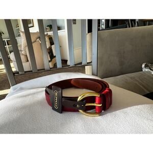 COACH red belt with brass buckle size Medium